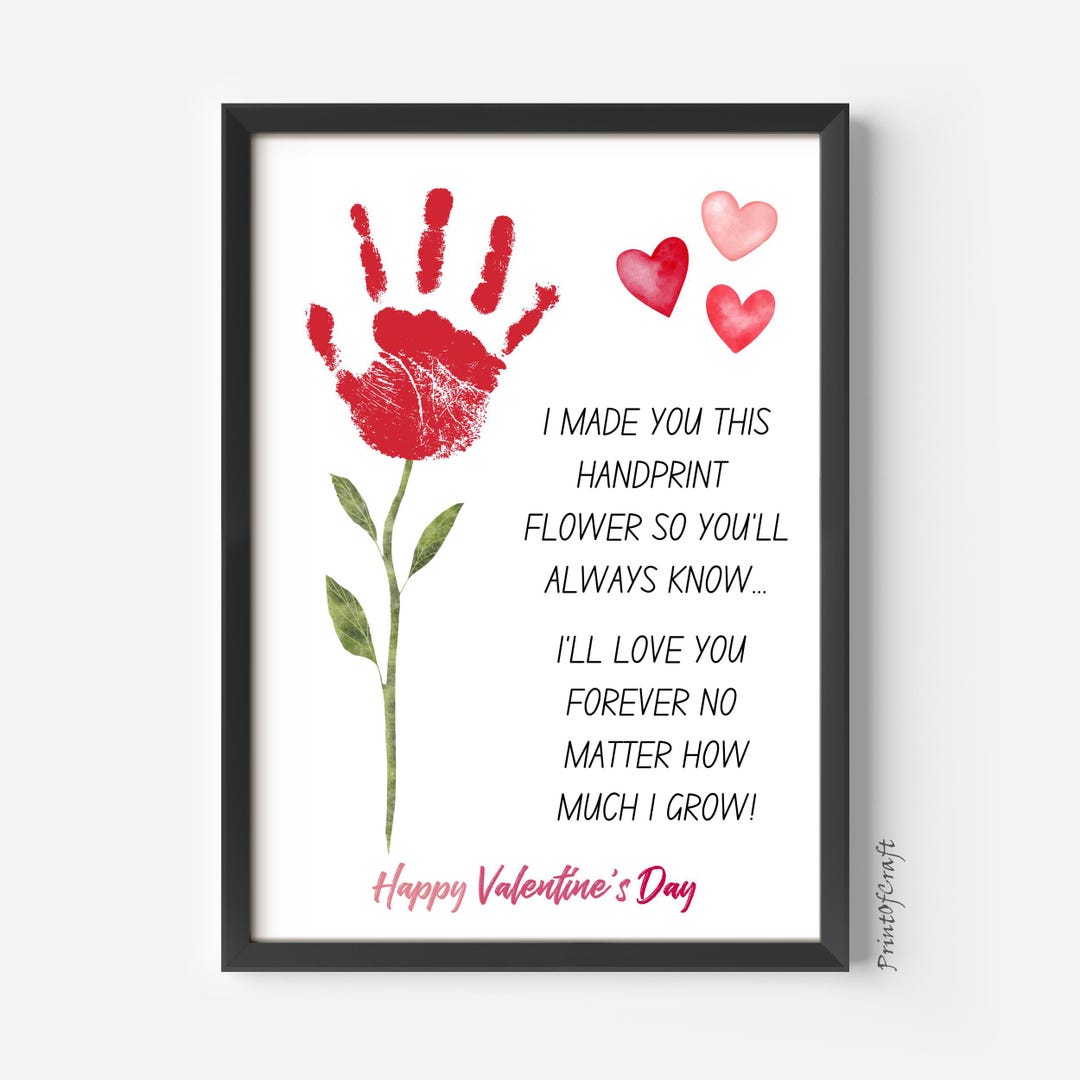 Valentine's Day Handprint Art Craft Template, Kids Valentine Activity ...