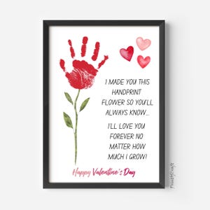 Valentinstag Handabdruck Art Craft Vorlage, Kinder Valentinstag Aktivität druckbar, DIY Herz Baby Kleinkind Handabdruck Klasse Vorschulgeschenke