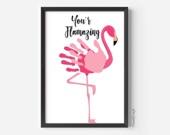 You Are Flamazing Printable Handprint Craft For Kids, Flamingo Handprint Gift, DIY Activity For Child, Handprint Activity for Toddlers