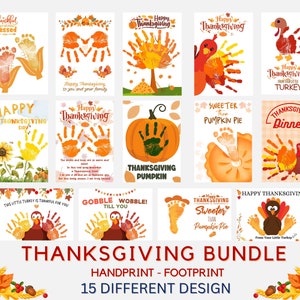 Thanksgiving Handprint Art Bundle, Handprint Craft, Printable, Turkey Handprint, Thankful Craft, Preschool Daycare Toddler Baby Kid Activity
