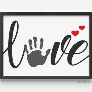 Valentines Day Footprint Handprint, Love Handprint Art Craft, Preschool Footprint Valentines Day Gift, Keepsake Baby Toddler Craft