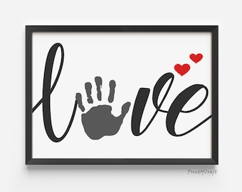Valentines Day Footprint Handprint, Love Handprint Art Craft, Preschool Footprint Valentines Day Gift, Keepsake Baby Toddler Craft