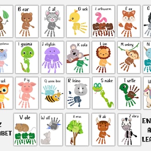 Alphabet Handprint Art Printable Craft, My Handprint Footprint Book Preschool Classroom, Handprint ABC Activity, Alphabet Hand Footprint