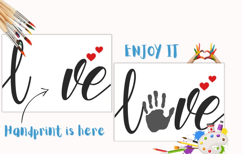 Valentines Day Footprint Handprint, Love Handprint Art Craft, Preschool ...
