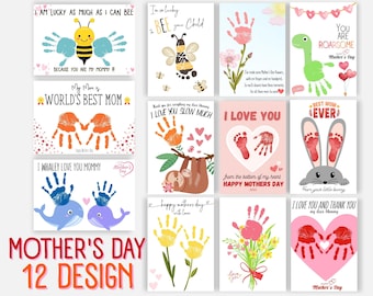 Mothers Day Handprint Craft Bundle, Grandmother Handprint Footprint Printable Craft, Mommy Handprint Preschool, Baby Toddler Keepsake