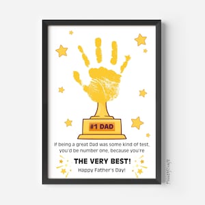 Father's Day Handprint Art Craft, Handprint Art For Father's Day, Printable Handprint Gift Father Day, Daddy Handprint Footprint, Kids Craft