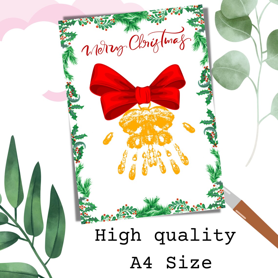 Handprint Bell Christmas Handprint Art, Bell Handprint Art, Christmas Decoration ...