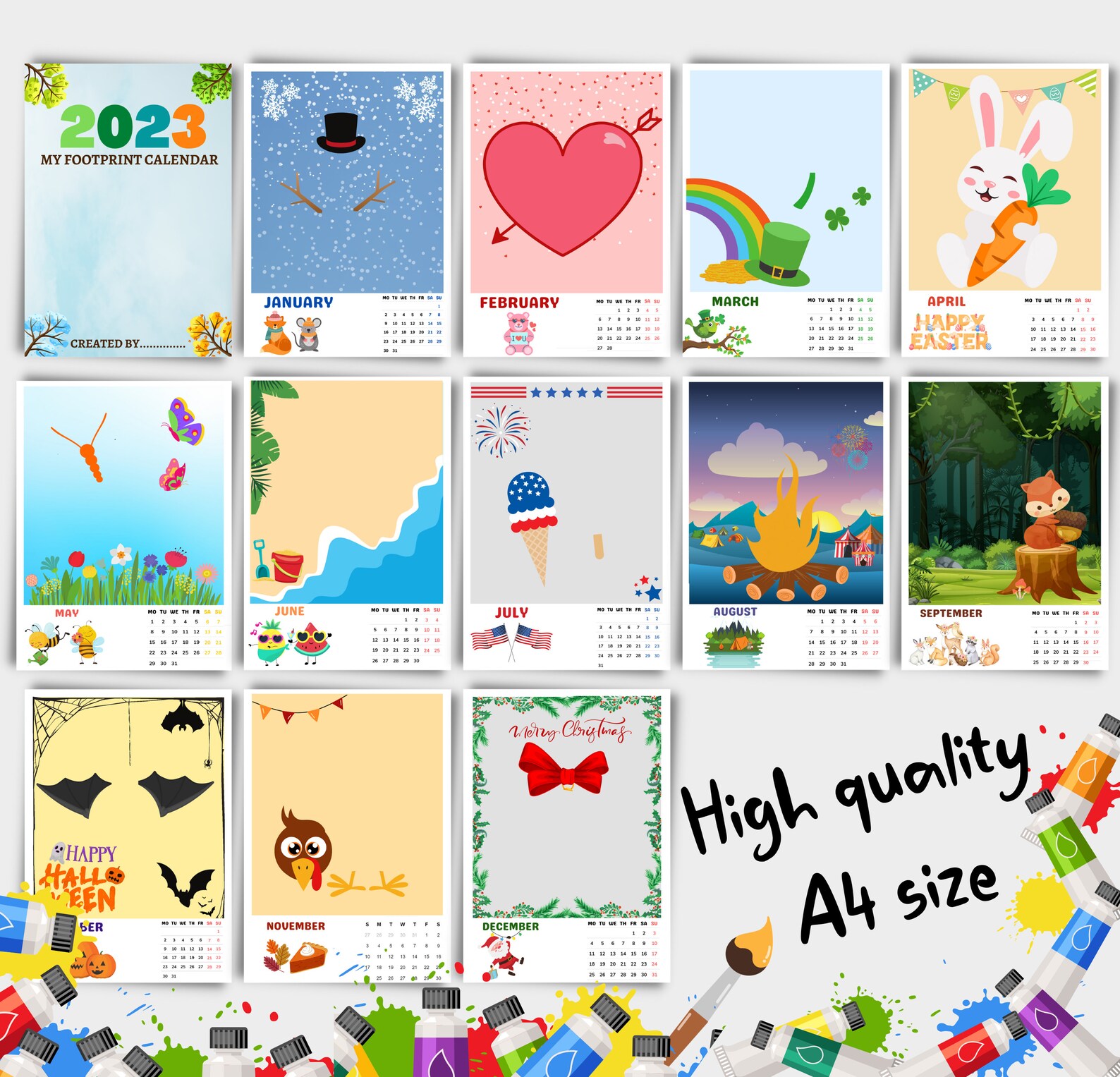 2025 Footprint Calendar Footprint Handprint Art Craft DIY Etsy