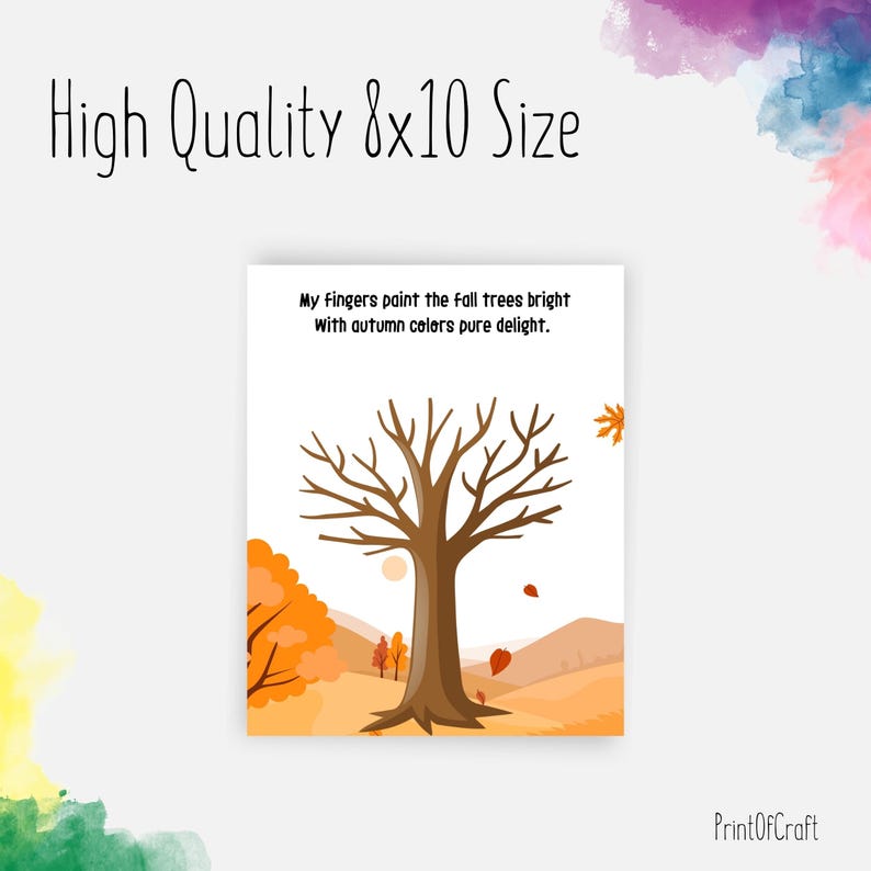 Fall Fingerprint Art for Kids, Tree Handprint Craft Printable ...