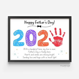 Artisanat d'empreintes de main pour la fête des pères 2025 avec poème - Papa je t'aime à téléchargement immédiat - Cadeau imprimable pour les enfants pour papa - Carte de fête des pères à faire soi-même par un enfant