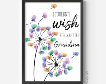 Grandma Handprint Fingerprint Craft Nana, Mother's Day Handprint Art Craft, Mother's Day Handprint Preschool, Baby Toddler Craft, DIY