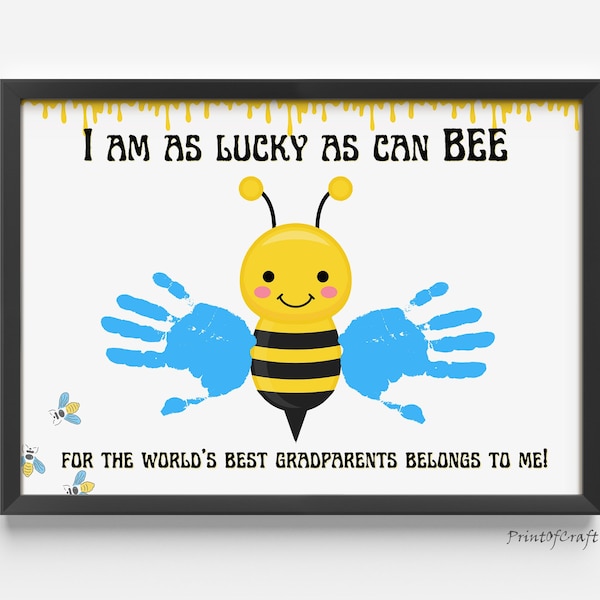 Lucky As Can BEE Grandparents Day Craft, Grandparents Day Handprint, Grandparents Day Gift, Grandparents Day Printable, Grandparents Art