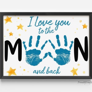 Dad Footprint Handprint Craft For Fathers Day Gift, Printable Kids Handprint Art Daddy, Handprint For Fathers Day, DIY Baby Toddler Keepsake