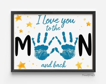 Dad Footprint Handprint Craft For Fathers Day Gift, Printable Kids Handprint Art Daddy, Handprint For Fathers Day, DIY Baby Toddler Keepsake