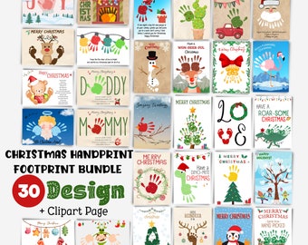 Christmas Handprint Art Craft, Christmas Footprint DIY Decor, Printable Christmas Handprint Footprint Activity, Baby Toodler Craft Keepsake