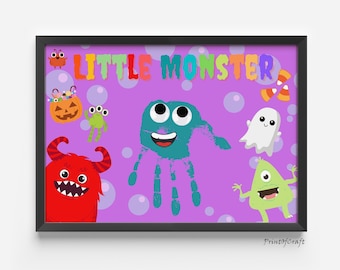 Halloween Handprint Art Craft, Footprint Art For Hallowen From Baby Todler Kids, First Halloween Keepsake Craft Handprint Footprint DIY Kit,