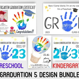 Graduation Handprint Art Craft, Handprint Footprint Preschool Kindergarten, Graduation Handprint Pre-K Kids, Baby DIY Preschool Craft