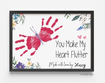 Valentine's Day Handprint Craft, Valentines Day Handprint Craft, Kids Printable Handprint Craft, Butterfly Craft, Baby Toddler Handprint Art