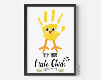 Easter Chicken Handprint Art, Toddler Handprint Keepsake, Easter Handprint Card, Baby Keepsake Memory, Kids Preschool Handprint, DIY Craft