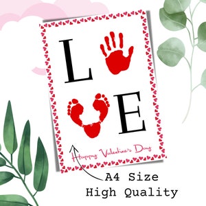 Love Handprint Art Craft, Valentines Day Footprint Handprint, Keepsake ...