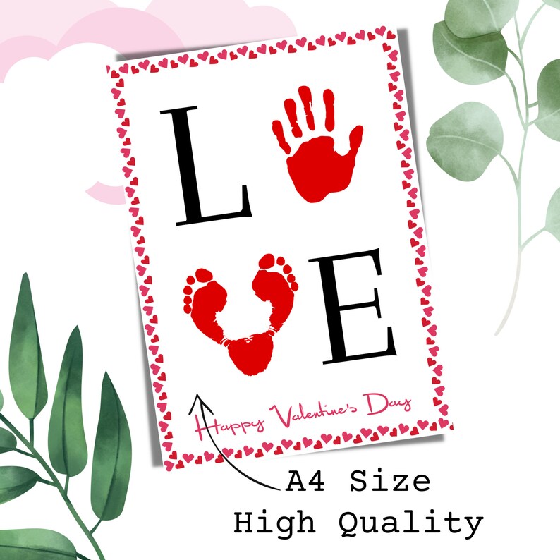 Love Handprint Art Craft, Valentines Day Footprint Handprint, Keepsake ...