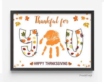 Thanksgiving You Handprint Craft, Fall Handprint Kids Printable, Giving Preschool Handprint Art Activity, DIY Baby Toddler Keepsake Craft