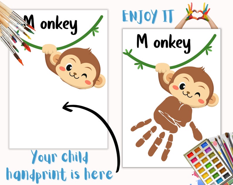 Alphabet Handprint Art Printable Craft My Handprint Footprint Etsy