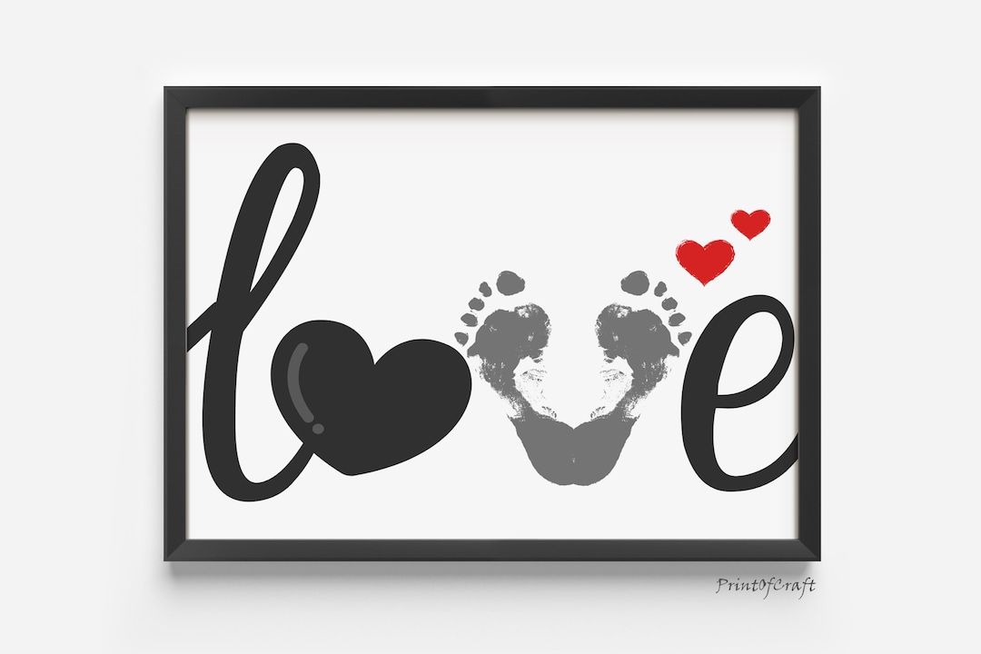 Love Footprint Handprint Art Craft, Valentine's Day Heart Art Kids ...