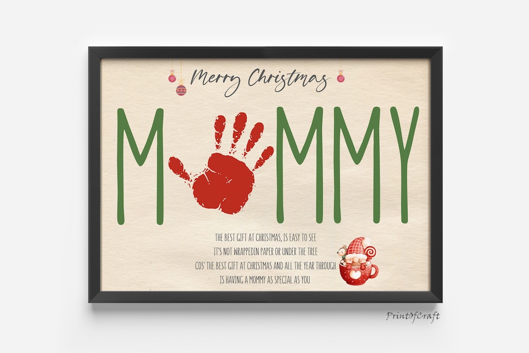 Mommy Christmas Handprint Art, Christmas Footprint Art Craft, Baby Kids