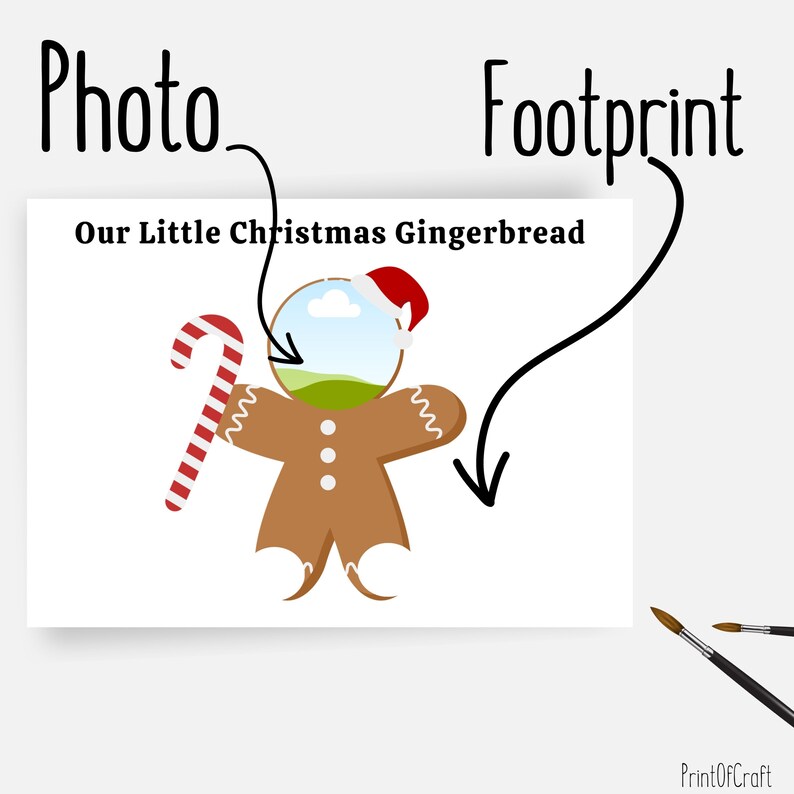 Gingerbread Footprint Christmas Handprint Craft, Christmas Gingerbread Footprint Art ...