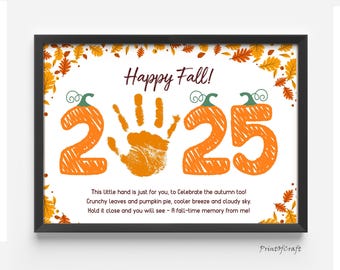 Fall 2025 Handprint Craft, Handprint Footprint Fall Kids Art, Baby Handprint Keepsake, Thanksgiving Printable Poem, Fall Handprint Art