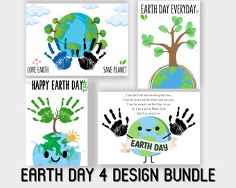 Earth Day Handprint Craft Bundle, Happy Earth Day Footprint Art DIY Craft Gift Card, Preschool Baby Toddler Keepsake Memory Card Art Craft
