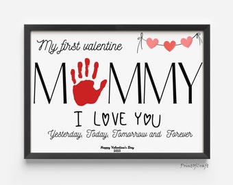 Valentines Day Mommy Handprint Gift Card, Love Handprint Art Craft, Preschool Valentines Day Gift For Mom Dad, Keepsake Baby Toddler Craft