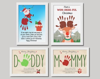 Christmas Xmas Decor Pack Handprint Footprint, Handprint Art Craft, Baby Toddler Kids, Printable DIY Card Gift Activity Memory Keepsake