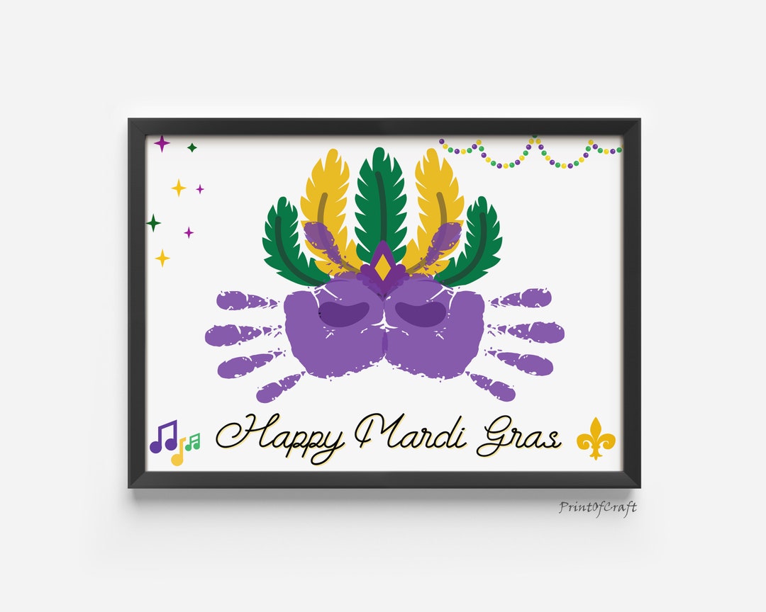 mardi gras handprint art
