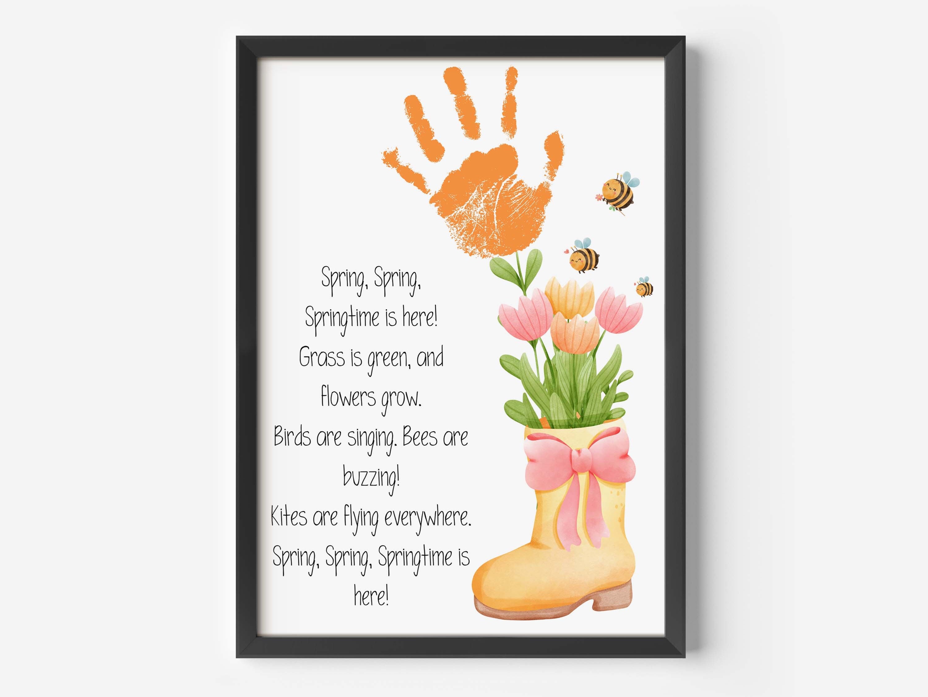 Spring Handprint Footprint Art Craft, Spring Poem Handprint Card, Baby ...