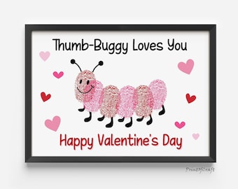 Manualidad con huella de mano para el día de San Valentín, regalo para bebé para el día de San Valentín, tarjeta con huella de mano para el día de San Valentín, manualidad para niños pequeños, huella de mano imprimible