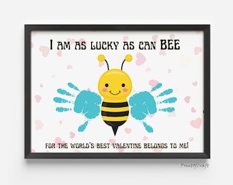 Bee Valentines Day Footprint Craft, Bee My Valentines Handprint Art Craft, Valentines Day Baby Gift, Valentines Day Card, Tooddler Craft