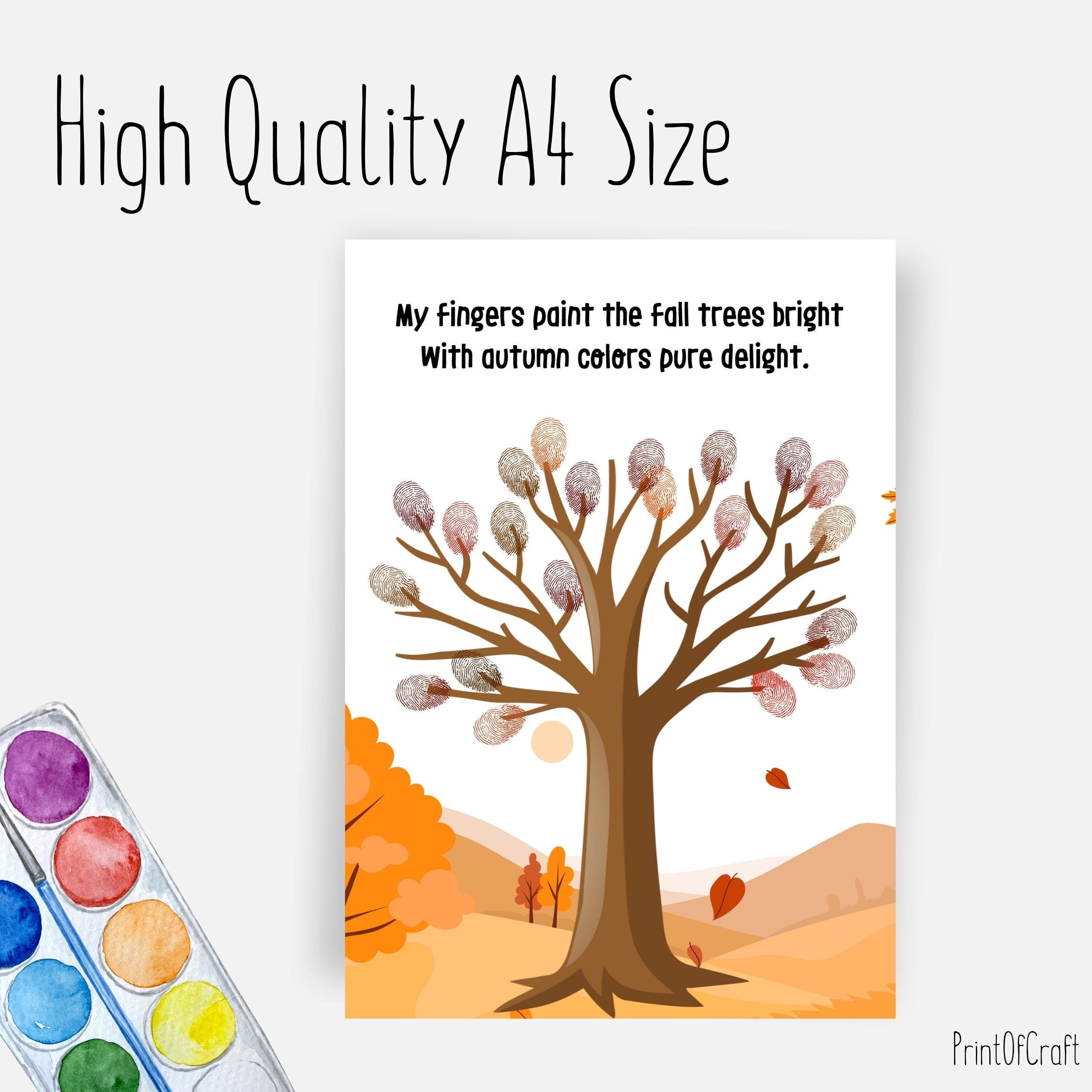 Fall Fingerprint Art for Kids, Tree Handprint Craft Printable ...