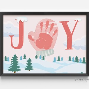 Christmas Handprint Joy, Footprint Handprint Christmas Art Craft, Baby Kids Toddler Handprint, First Christmas Craft Keepsake Memory Card