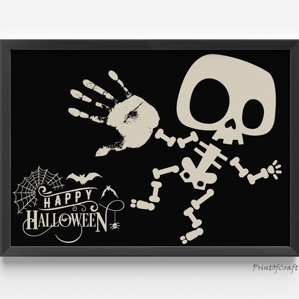 Halloween Handprint Art Craft, Footprint Art For Hallowen From Baby Todler Kids, Happy Halloween Keepsake Craft Handprint Footprint DIY Kit,