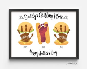 Father's Day Handprint Art: Daddy's Grilling Plate Keepsake (Digital Download)