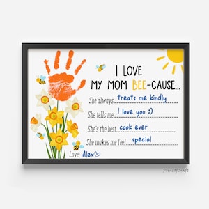 Mother&#39;s Day Handprint Art Craft, Mommy Printable Handprint Kids Craft, Mother&#39;s Day Handprint Preschool, Baby Toddler Craft, DIY