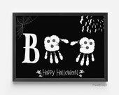 Boo Halloween Art Craft Keepsake, Printable Handprint Art Craft, Ghost Handprint Art, Happy Halloween, Baby Toddler Kid, Card Print DIY Sign