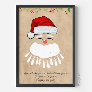 Christmas Handprint Craft, Christmas Santa Handprint Art, Christmas Poem Painting Art Project