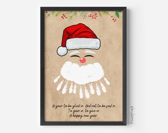 Christmas Handprint Craft, Christmas Santa Handprint Art, Christmas Poem Painting Art Project