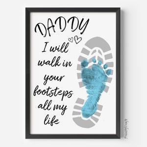 Father's Day Handprint Art Craft, Handprint Art For Father's Day, Printable Handprint Gift Father Day, Daddy Handprint Footprint, Kids Craft