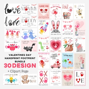 Valentines Day Handprint Footprint Art Craft, Valentines Day Baby Gift, Valentines Day Footprint Card, Tooddler Craft, Printable Handprint