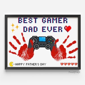Dad Footprint Handprint Craft For Fathers Day Gift, Printable Kids Handprint Art Daddy, Handprint For Fathers Day, DIY Baby Toddler Keepsake