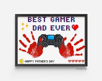 Dad Footprint Handprint Craft For Fathers Day Gift, Printable Kids Handprint Art Daddy, Handprint For Fathers Day, DIY Baby Toddler Keepsake
